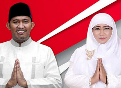 1. Ach. Fauzi – Hj. Dewi Khalifa (PDIP 5, Gerindra 6, PAN 6, PKS 2, PBB 1 = 19 Kursi)